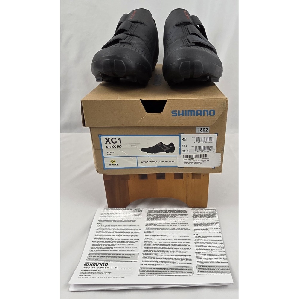 Shimano SH-XC100 XC1 Dynalast SPD Cycling Shoes Black Mens 12.5 EU 48 MTB Road